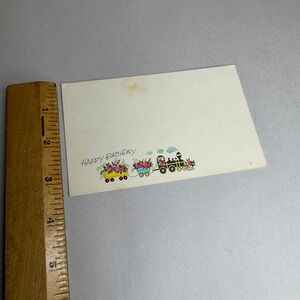 Vintage Current Inc Happy Birthday Postcard Train with Roses Floral Post A Note